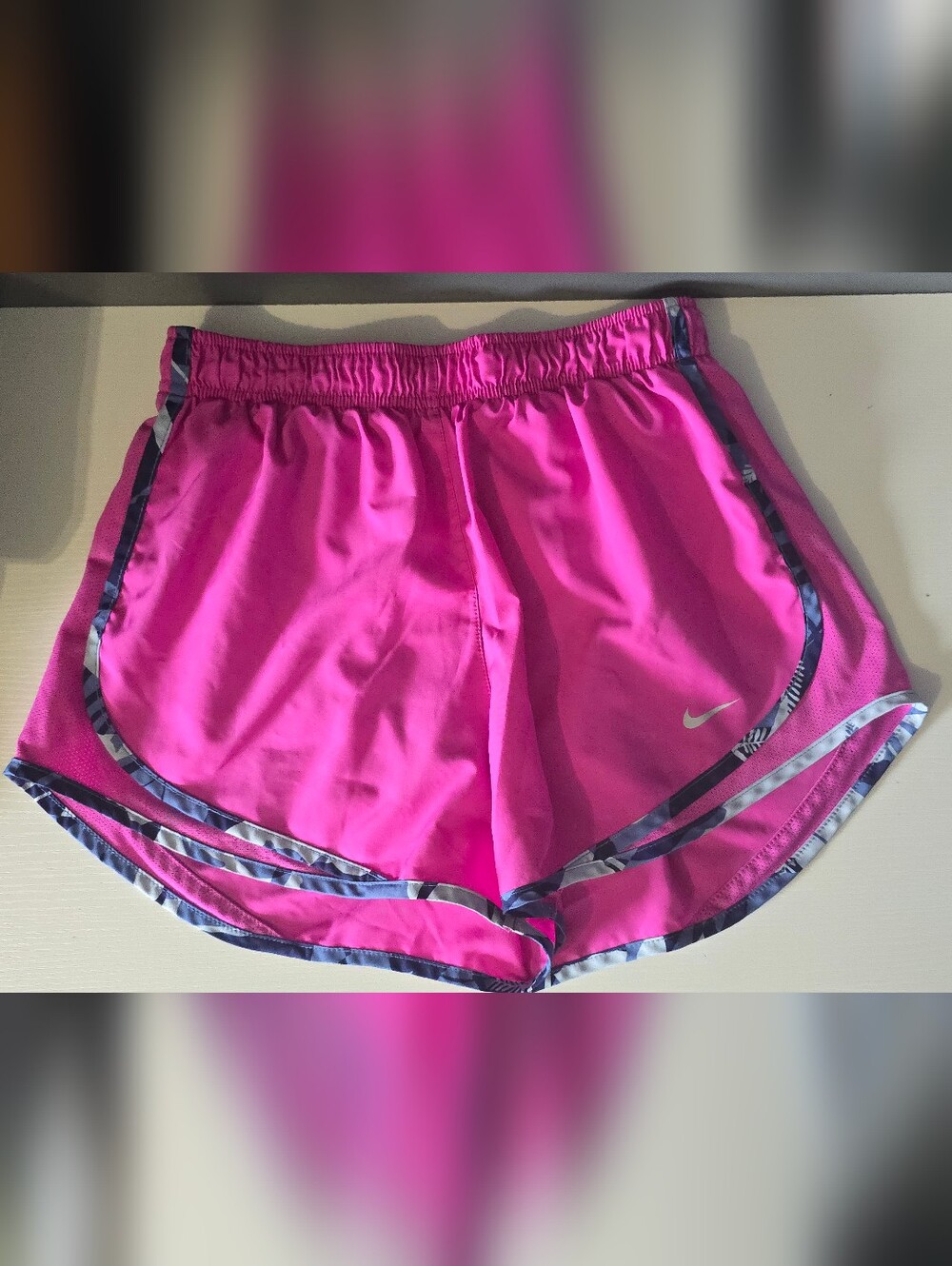 Nike Women's Hot Pink Athletic Shorts with Navy Trim 3"